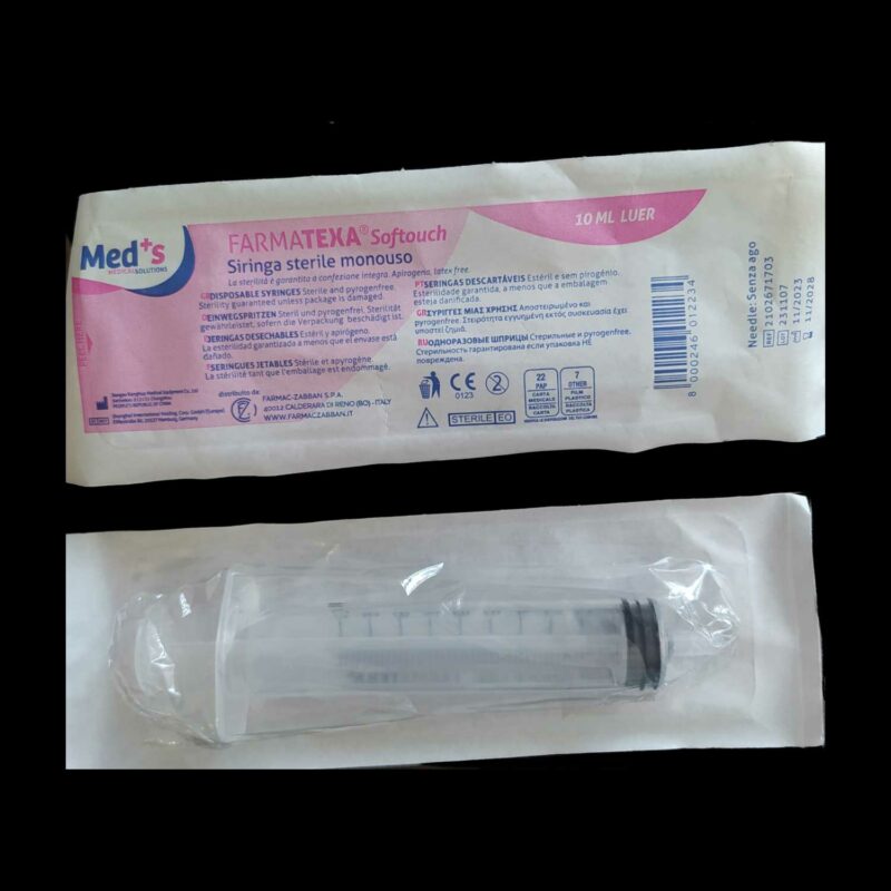 Siringa sterile monouso senza ago da 10 ml